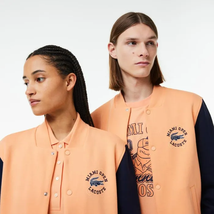 Sweaters and Sweatshirts Men Lacoste Unisex Miami Open Edition Bomber Jacket Light Orange Navy Blue Itd