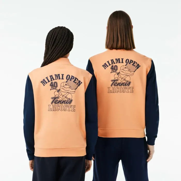 Sweaters and Sweatshirts Men Lacoste Unisex Miami Open Edition Bomber Jacket Light Orange Navy Blue Itd