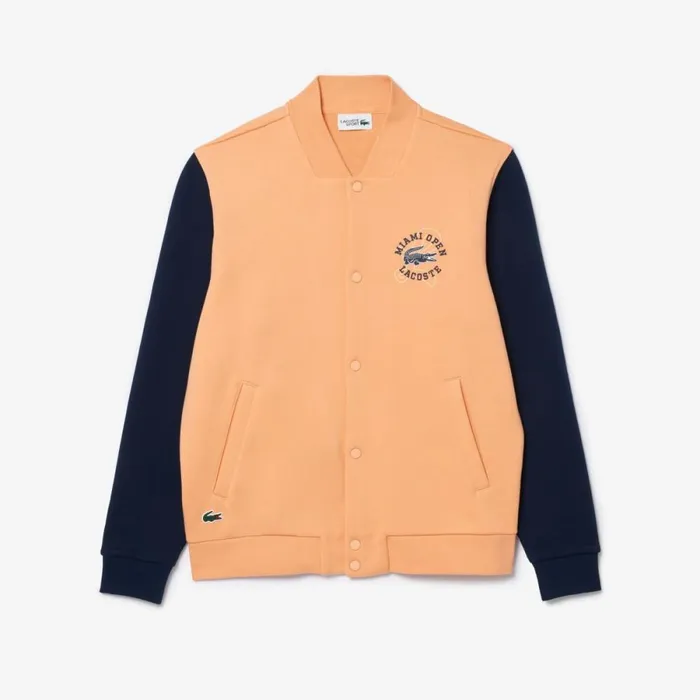 Sweaters and Sweatshirts Men Lacoste Unisex Miami Open Edition Bomber Jacket Light Orange Navy Blue Itd