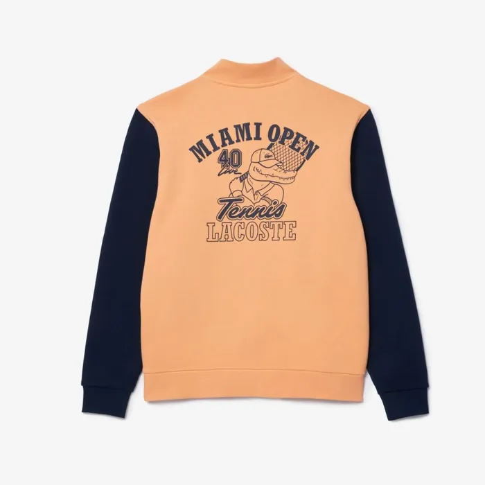 Sweaters and Sweatshirts Men Lacoste Unisex Miami Open Edition Bomber Jacket Light Orange Navy Blue Itd