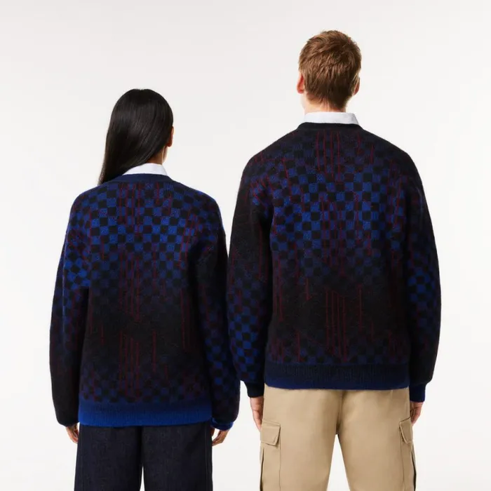 Sweaters and Sweatshirts MenWomen Lacoste Unisex Monogram Motif Alpaca And Wool Cardigan Blue Black Bordeaux Nin