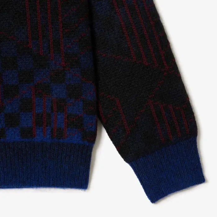 Sweaters and Sweatshirts MenWomen Lacoste Unisex Monogram Motif Alpaca And Wool Cardigan Blue Black Bordeaux Nin