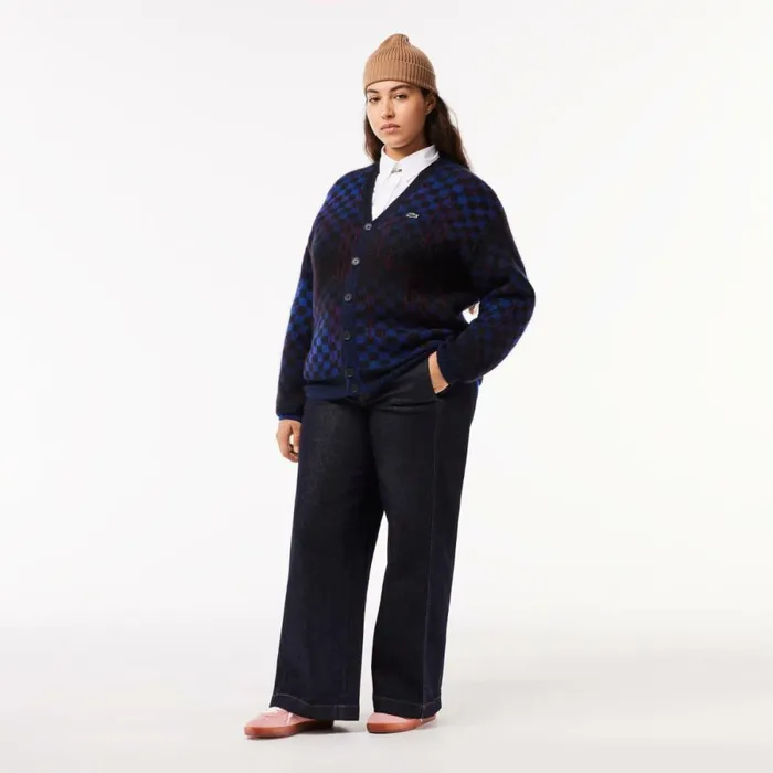 Sweaters and Sweatshirts MenWomen Lacoste Unisex Monogram Motif Alpaca And Wool Cardigan Blue Black Bordeaux Nin