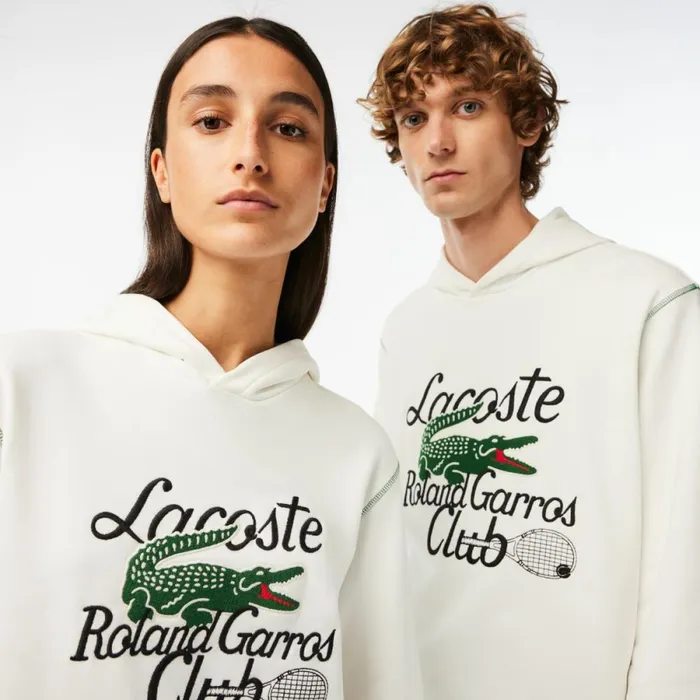 Sweaters and Sweatshirts MenWomen Lacoste Unisex SPORT Roland Garros Edition Hoodie White 70v