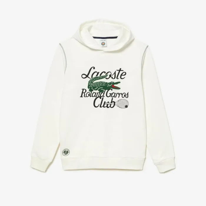 Sweaters and Sweatshirts MenWomen Lacoste Unisex SPORT Roland Garros Edition Hoodie White 70v