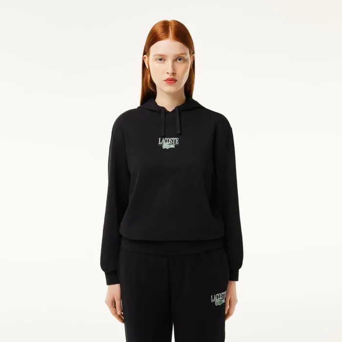 Sweaters and Sweatshirts Women Lacoste Women039s Printed Hoodie Black 031