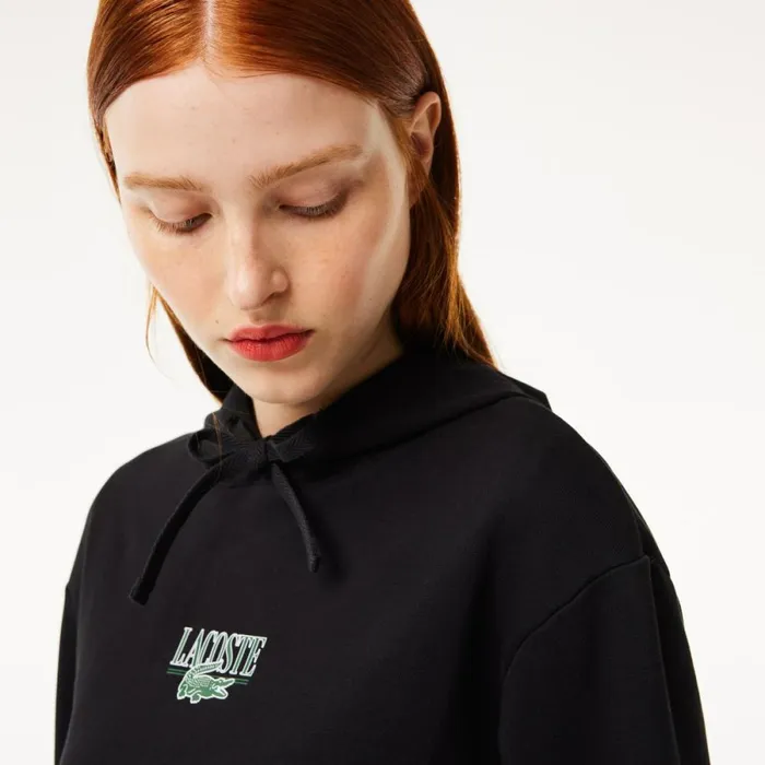 Sweaters and Sweatshirts Women Lacoste Women039s Printed Hoodie Black 031