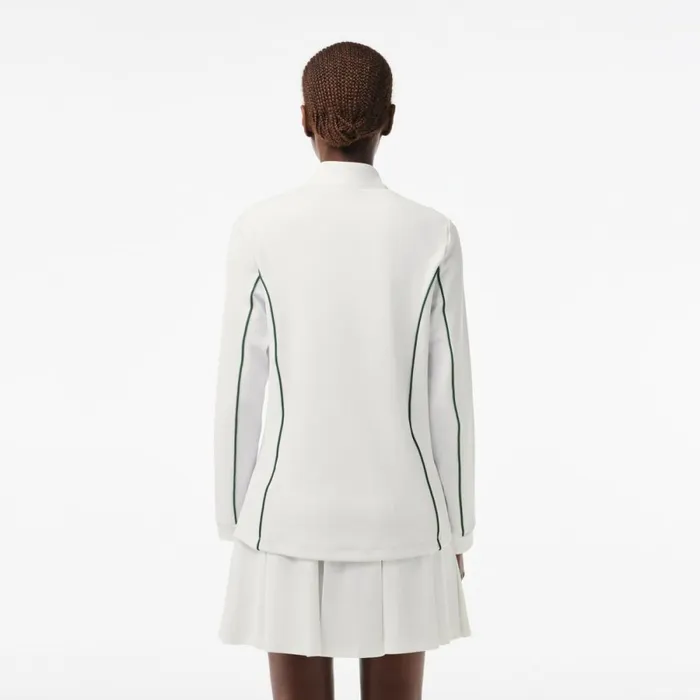 Sweaters and Sweatshirts Women Lacoste Women039s Slim Fit QuarterZip Sweatshirt White Green 737