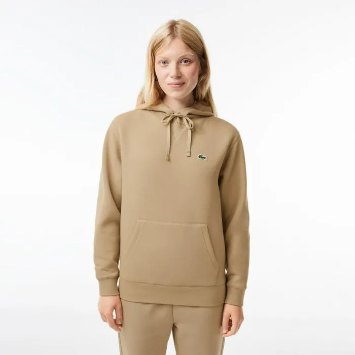 Sweaters and Sweatshirts Women Lacoste Womens Loose Fit Cotton Blend Hoodie Beige Cb8