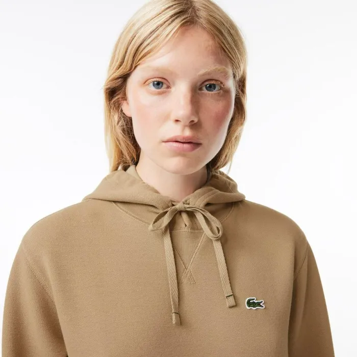 Sweaters and Sweatshirts Women Lacoste Womens Loose Fit Cotton Blend Hoodie Beige Cb8