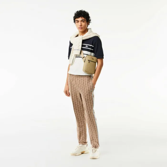 Sweatpants and Trousers Men Lacoste Men039s Jacquard Monogram Paris Sweatpants Beige Brown Irp