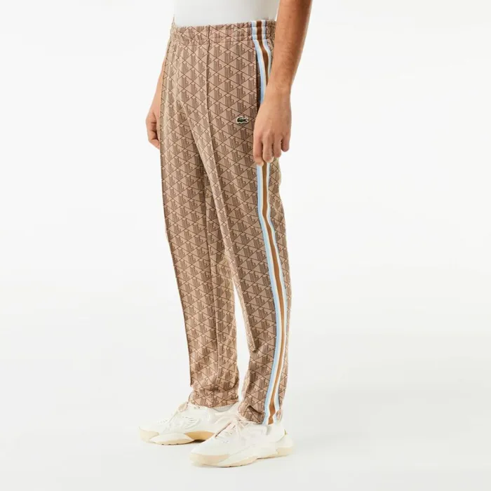 Sweatpants and Trousers Men Lacoste Men039s Jacquard Monogram Paris Sweatpants Beige Brown Irp