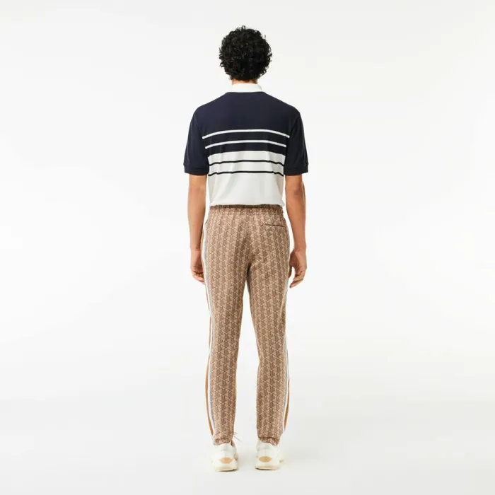 Sweatpants and Trousers Men Lacoste Men039s Jacquard Monogram Paris Sweatpants Beige Brown Irp