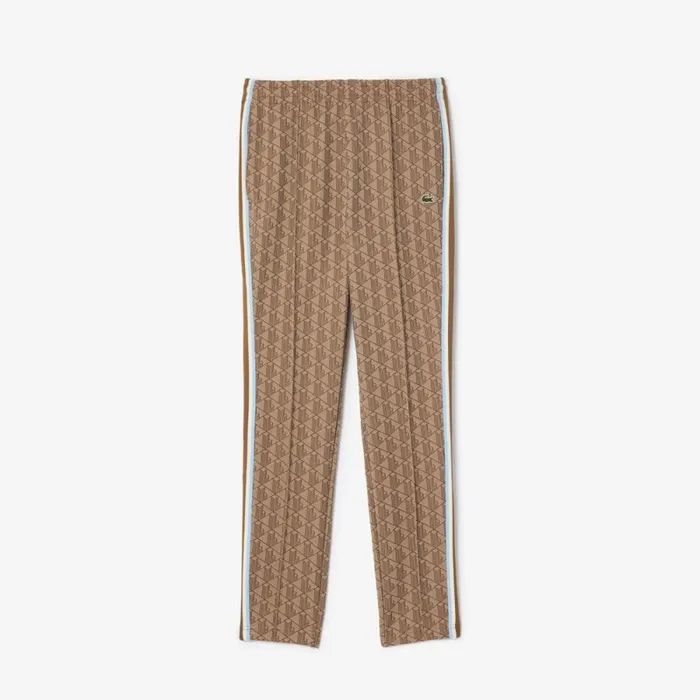 Sweatpants and Trousers Men Lacoste Men039s Jacquard Monogram Paris Sweatpants Beige Brown Irp