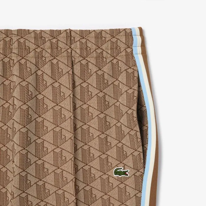 Sweatpants and Trousers Men Lacoste Men039s Jacquard Monogram Paris Sweatpants Beige Brown Irp