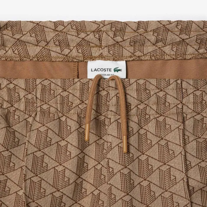 Sweatpants and Trousers Men Lacoste Men039s Jacquard Monogram Paris Sweatpants Beige Brown Irp