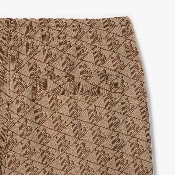 Sweatpants and Trousers Men Lacoste Men039s Jacquard Monogram Paris Sweatpants Beige Brown Irp