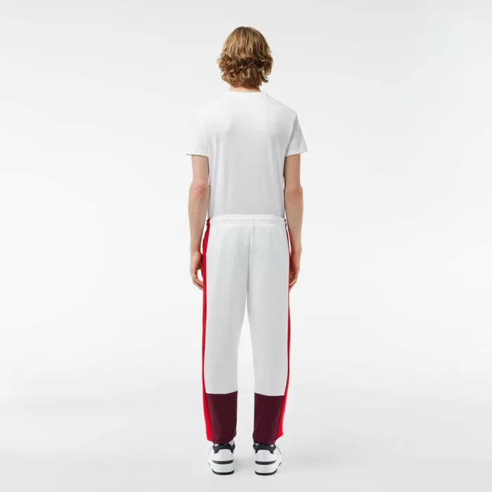 Sweatpants and Trousers Men Lacoste Men039s Regular Fit Colorblock Joggers White Red Bordeaux Ig7