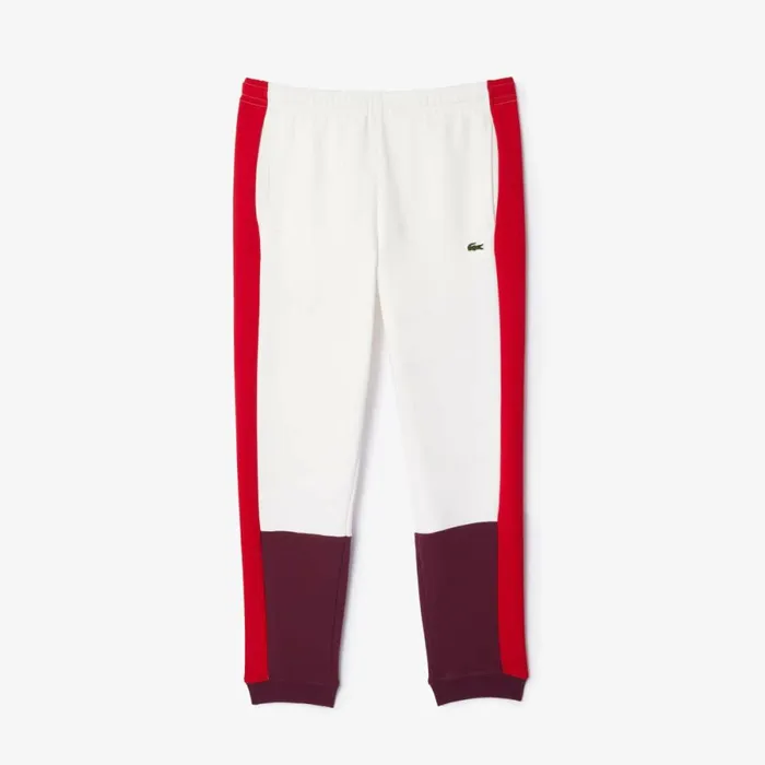 Sweatpants and Trousers Men Lacoste Men039s Regular Fit Colorblock Joggers White Red Bordeaux Ig7
