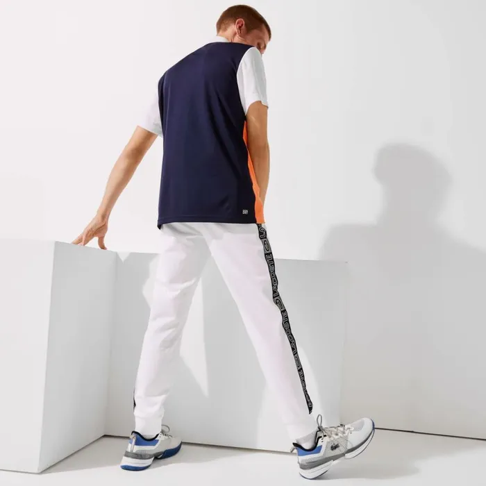 Sweatpants and Trousers Men Lacoste Men039s SPORT Branded Bands Sweatpants White Orange Navy Blue Asr