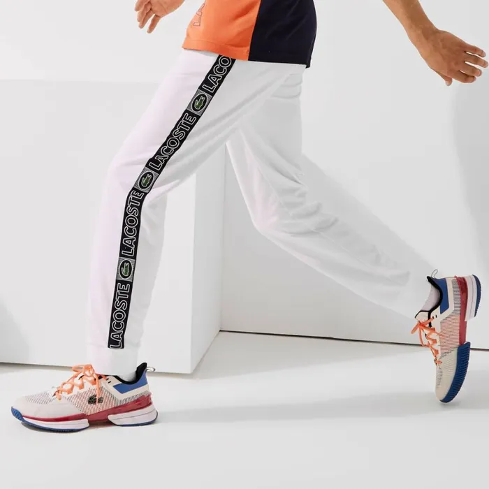 Sweatpants and Trousers Men Lacoste Men039s SPORT Branded Bands Sweatpants White Orange Navy Blue Asr