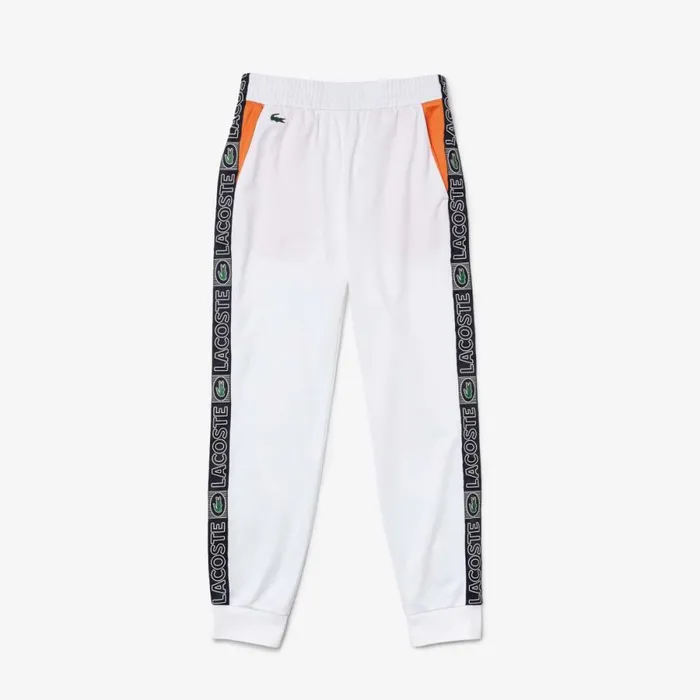 Sweatpants and Trousers Men Lacoste Men039s SPORT Branded Bands Sweatpants White Orange Navy Blue Asr