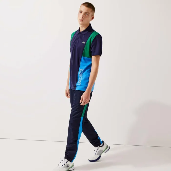 Sweatpants and Trousers Men Lacoste Men039s SPORT Colorblock Bands Joggers Navy Blue Green Blue White M7z