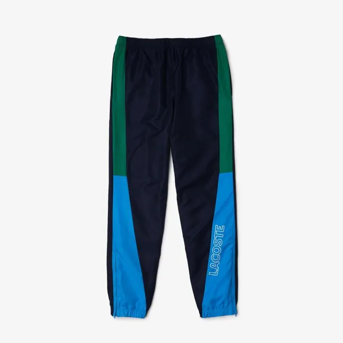 Sweatpants and Trousers Men Lacoste Men039s SPORT Colorblock Bands Joggers Navy Blue Green Blue White M7z