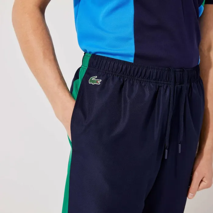Sweatpants and Trousers Men Lacoste Men039s SPORT Colorblock Bands Joggers Navy Blue Green Blue White M7z