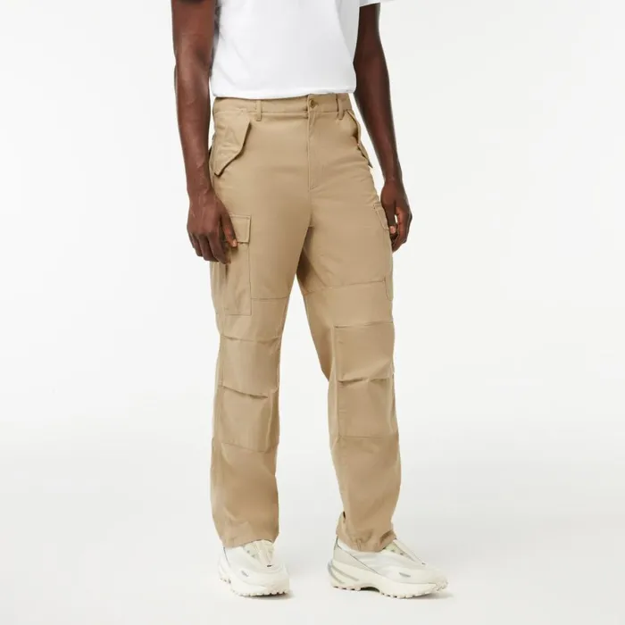Sweatpants and Trousers Men Lacoste Men039s Straight Fit Cotton Cargo Pants Beige Cb8
