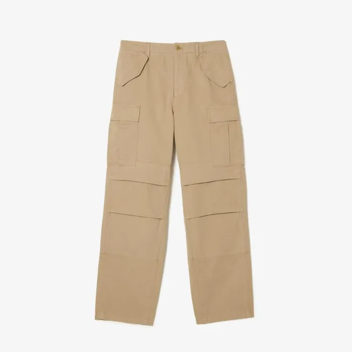 Sweatpants and Trousers Men Lacoste Men039s Straight Fit Cotton Cargo Pants Beige Cb8