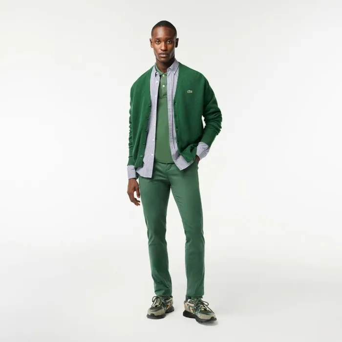 Sweatpants and Trousers Men Lacoste Men039s Stretch Cotton Slim Fit Pants Dark Green Smi