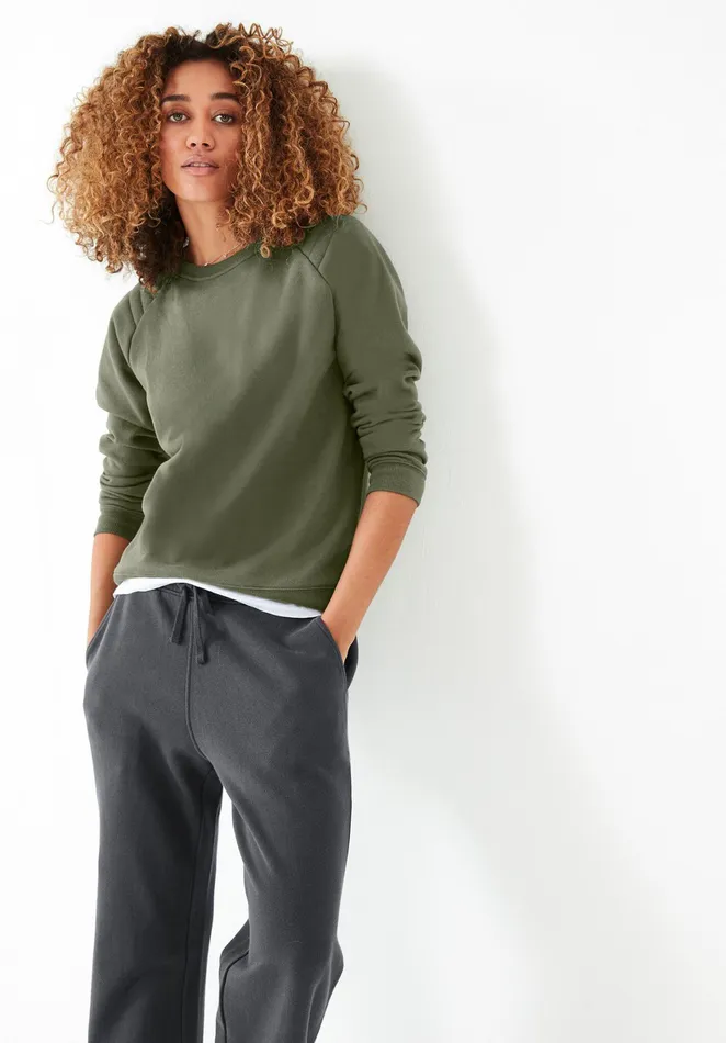 Sweatshirts and Hoodies Women Hush Biker Crew Neck Sweatshirt Khaki