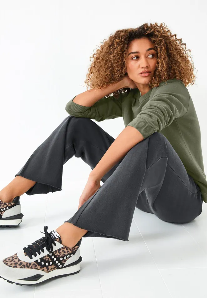 Sweatshirts and Hoodies Women Hush Biker Crew Neck Sweatshirt Khaki