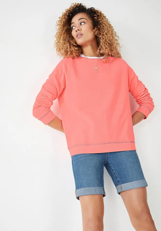 Sweatshirts and Hoodies Women Hush Contrast Stitch Sweatshirt Vibrant Coral Pink