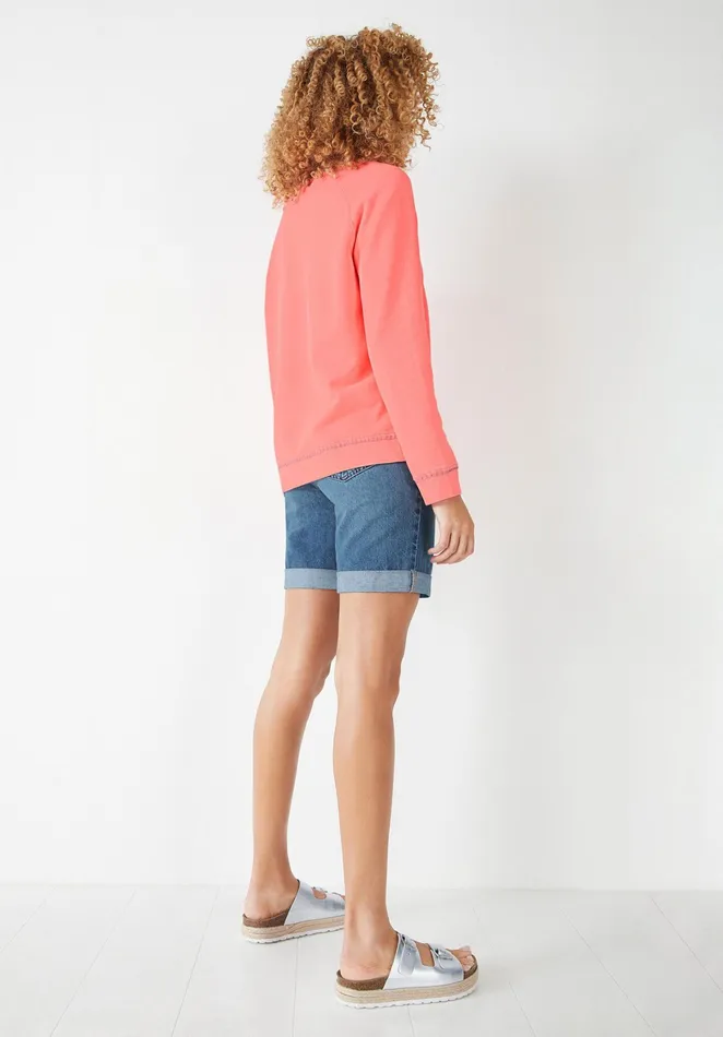 Sweatshirts and Hoodies Women Hush Contrast Stitch Sweatshirt Vibrant Coral Pink