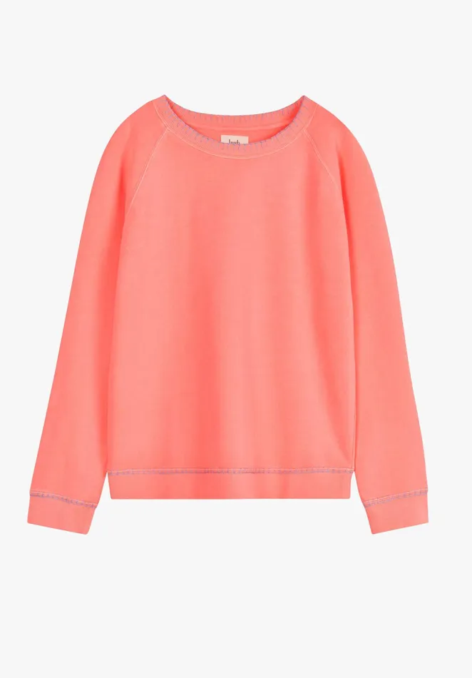 Sweatshirts and Hoodies Women Hush Contrast Stitch Sweatshirt Vibrant Coral Pink