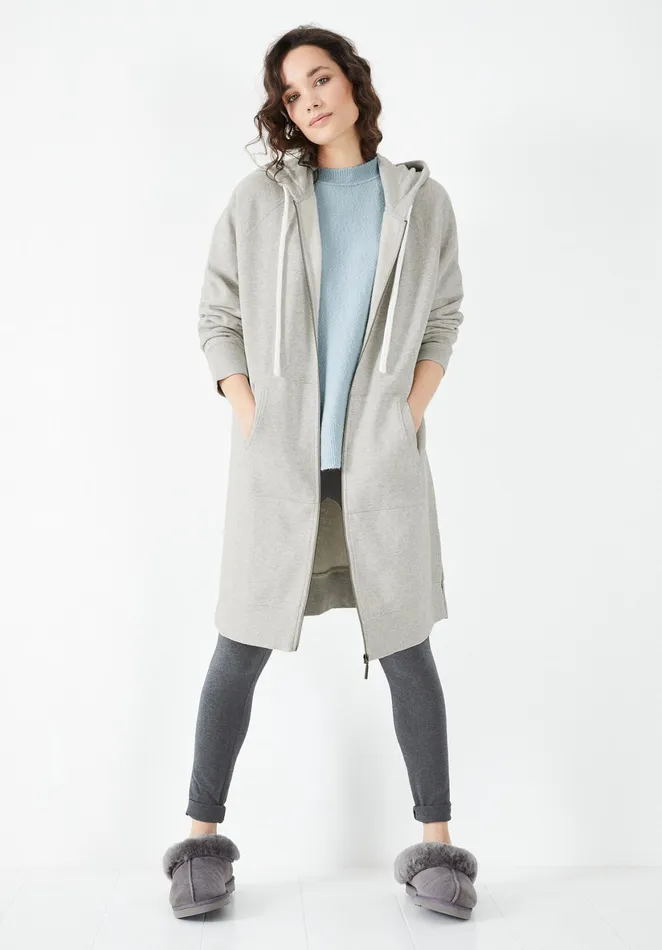 Sweatshirts and Hoodies Women Hush Olivia Slouchy Zip Hoodie Light Grey Marl