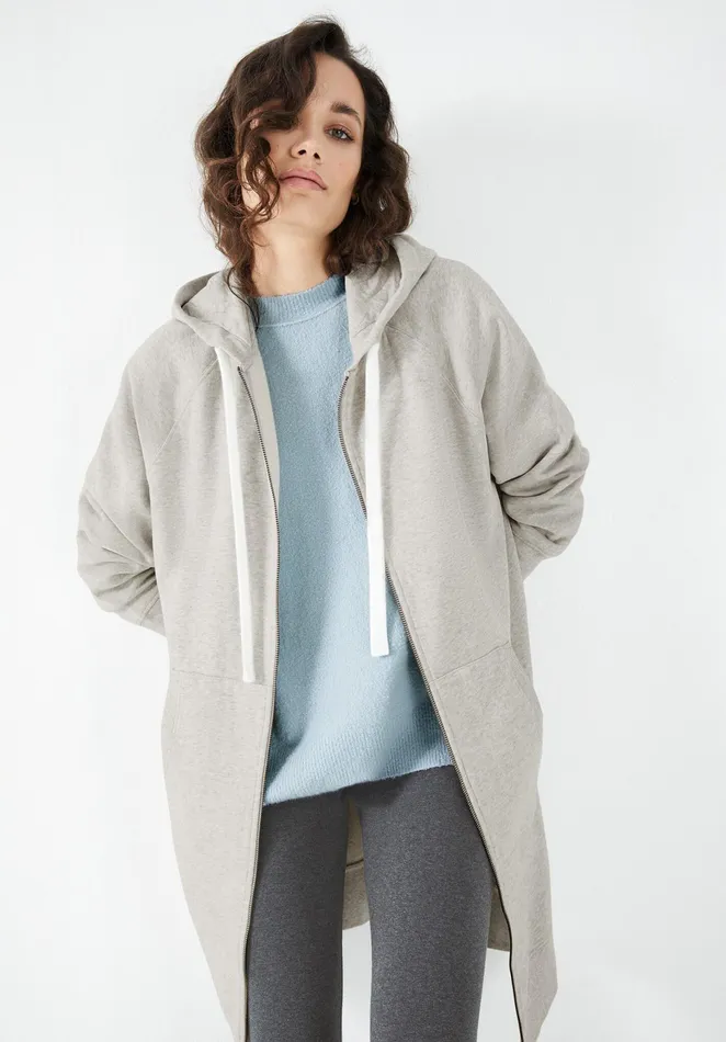 Sweatshirts and Hoodies Women Hush Olivia Slouchy Zip Hoodie Light Grey Marl