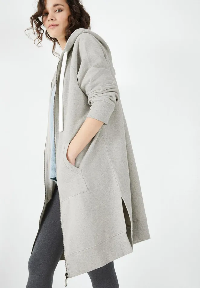Sweatshirts and Hoodies Women Hush Olivia Slouchy Zip Hoodie Light Grey Marl