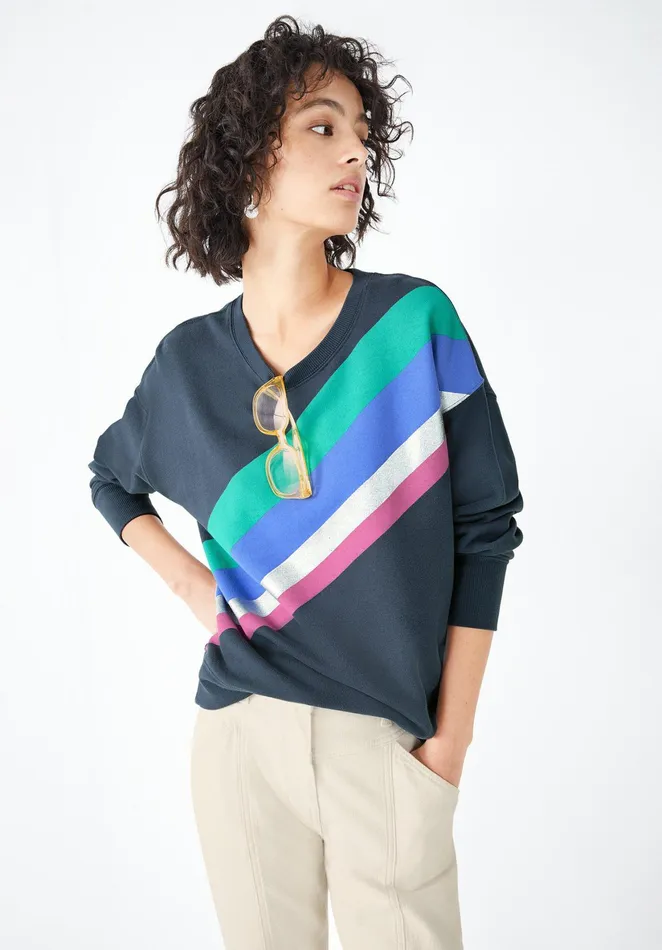 Sweatshirts and Hoodies Women Hush Rainbow Relaxed Sweatshirt Washed Blackmulti