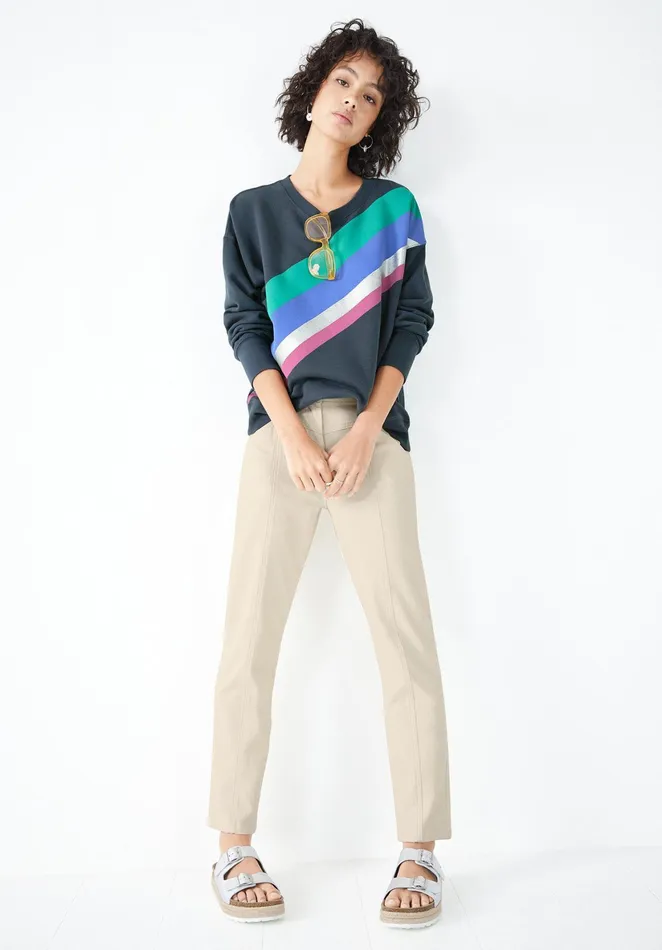 Sweatshirts and Hoodies Women Hush Rainbow Relaxed Sweatshirt Washed Blackmulti