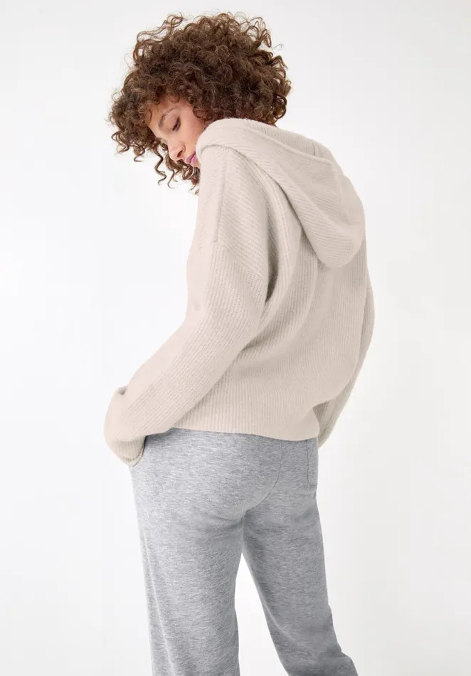 Sweatshirts and Hoodies Women Hush Soft Knitted Hoodie Blushed Oatmeal