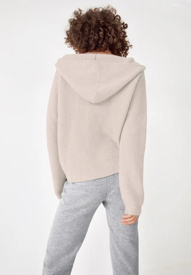 Sweatshirts and Hoodies Women Hush Soft Knitted Hoodie Blushed Oatmeal