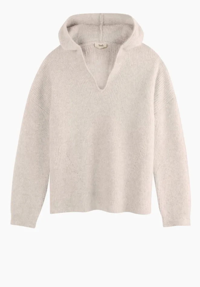Sweatshirts and Hoodies Women Hush Soft Knitted Hoodie Blushed Oatmeal