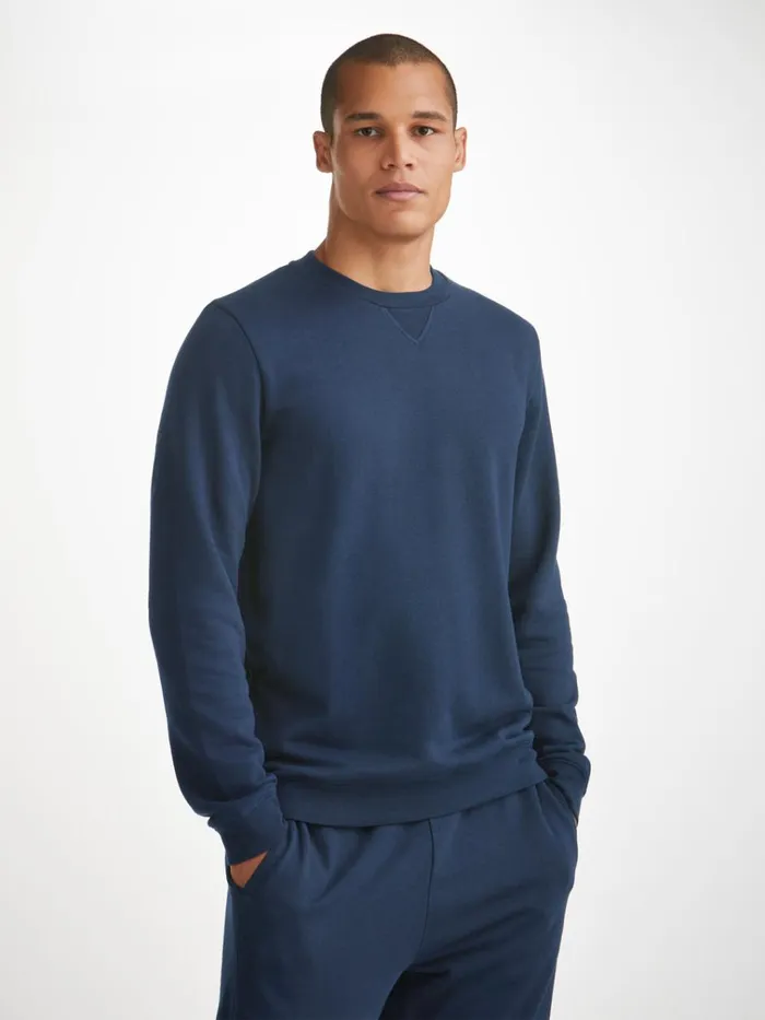 Sweatshirts Men Derek Rose Sweatshirt Quinn Cotton Modal Navy