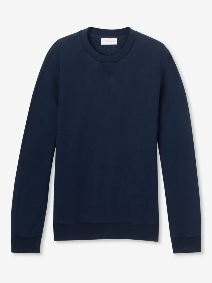 Sweatshirts Men Derek Rose Sweatshirt Quinn Cotton Modal Navy