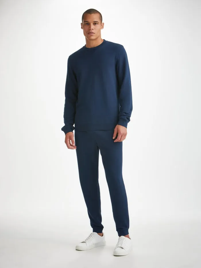 Sweatshirts Men Derek Rose Sweatshirt Quinn Cotton Modal Navy