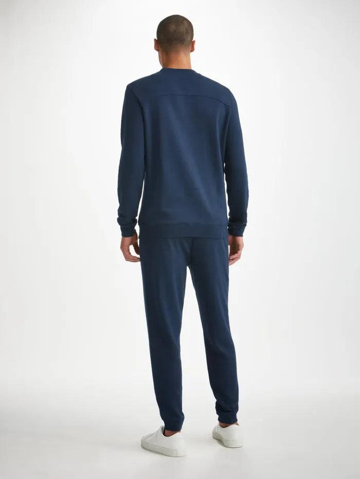Sweatshirts Men Derek Rose Sweatshirt Quinn Cotton Modal Navy