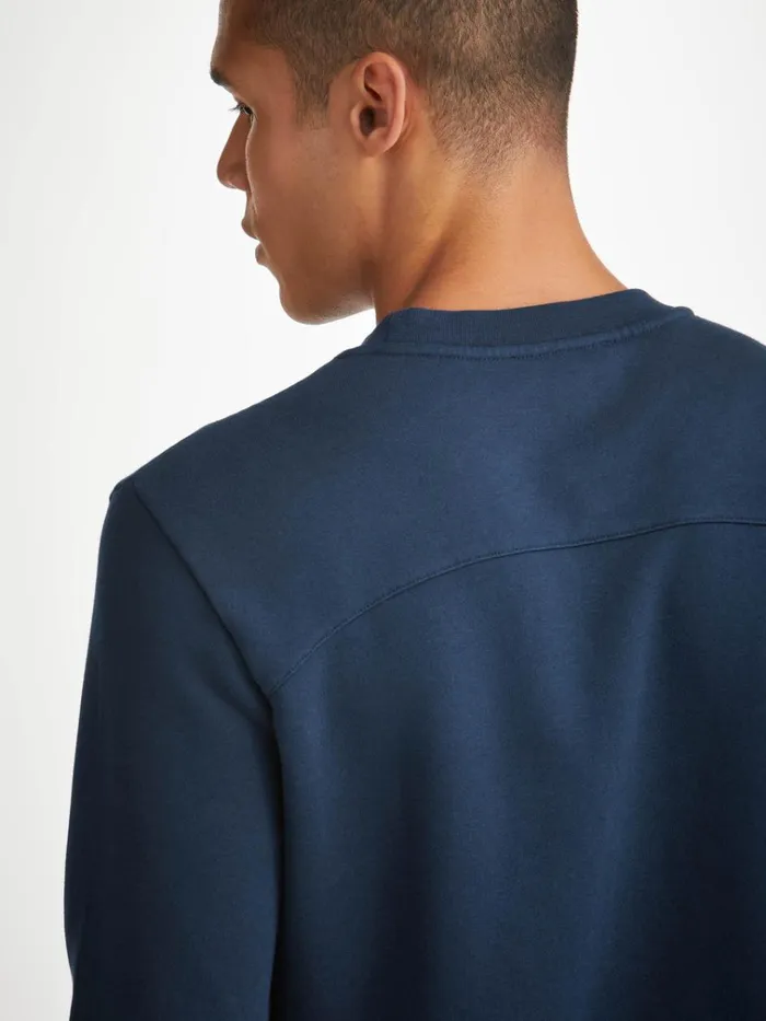 Sweatshirts Men Derek Rose Sweatshirt Quinn Cotton Modal Navy